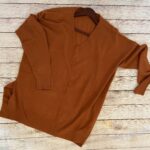 Almond Knit V-neck Sweater
